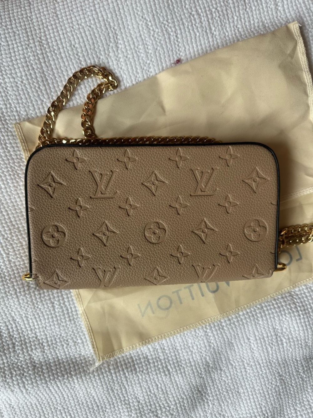 Taupe Monogram Pochette Félicie with Gold Chain - Picture 8 of 10